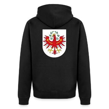 Wappen mit Tiroler Adler - Unisex Premium Bio Zip Hoodie - Schwarz - Hinten - Nico (187cm)