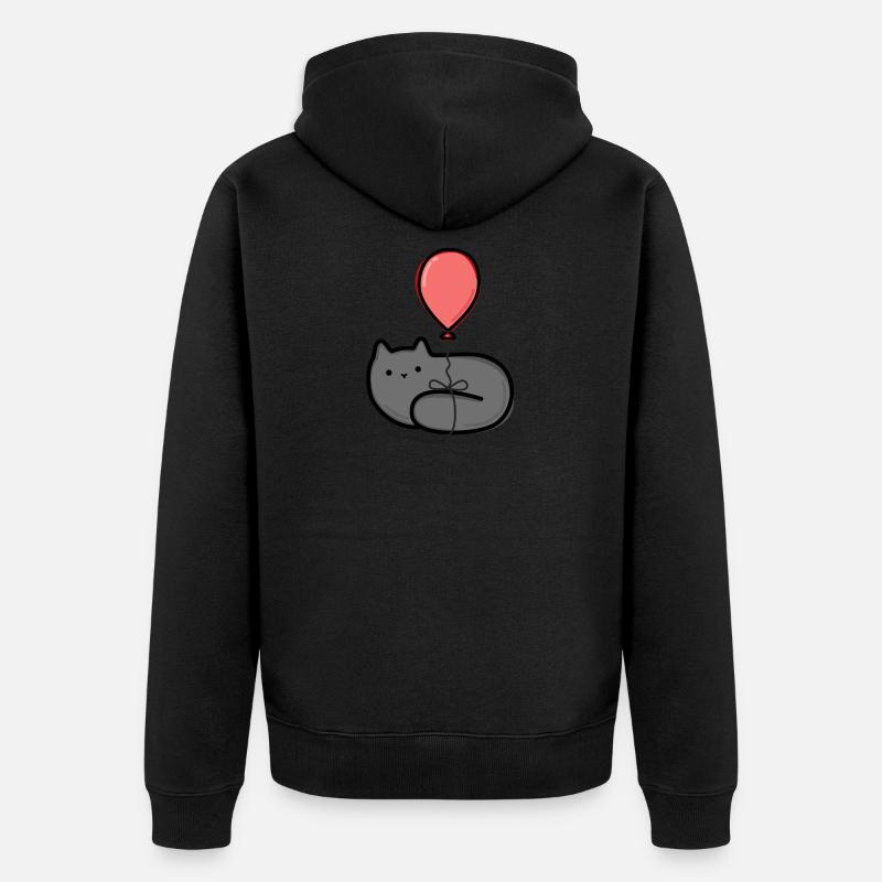 Chat avec ballon - Veste à capuche bio Premium Unisexe - noir