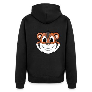 Süßer Cartoon Tiger - Unisex Premium Bio Zip Hoodie - Schwarz - Hinten - Nico (187cm)