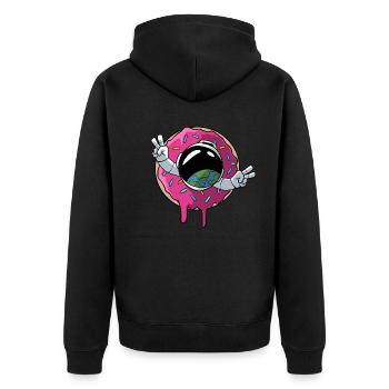 Astronaut floats through a donut - Unisex Premium Organic Zip Hoodie - black - Back - Nico (187cm)