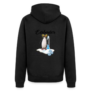 Eisbader Winterschwimmer Eisbad "winterschwimmen" - Unisex Premium Bio Zip Hoodie - Schwarz - Hinten - Nico (187cm)