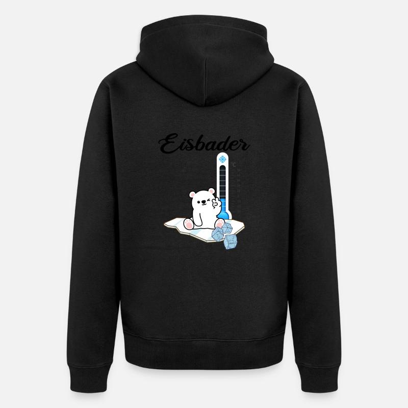 Eisbader "Winterschwimmer Eisbär" Eisbaden - Unisex Premium Bio Zip Hoodie - Schwarz