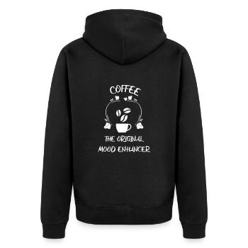 Kaffee Espresso Käffchen - Unisex Premium Bio Zip Hoodie - Schwarz - Hinten - Nico (187cm)