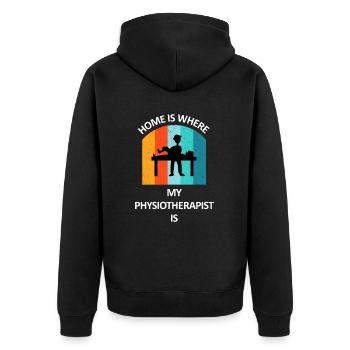 Physiotherapist Humorous Gift Saying Funny - Unisex Premium Organic Zip Hoodie - black - Back - Nico (187cm)