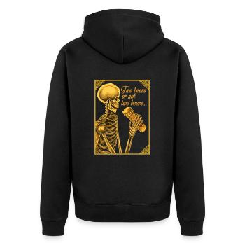 ZWEI BIERE ODER NICHT ZWEI BIERE - Unisex Premium Bio Zip Hoodie - Schwarz - Hinten - Nico (187cm)
