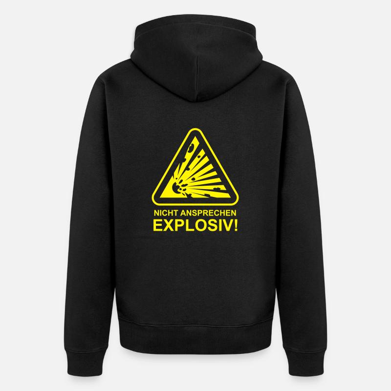 Nicht ansprechen Explosiv! - Unisex Premium Bio Zip Hoodie - Schwarz