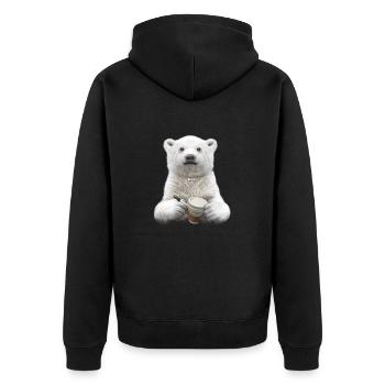 BARISTA (EBENE) - Unisex Premium Bio Zip Hoodie - Schwarz - Hinten - Nico (187cm)