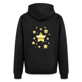 Des étoiles dans un look doré simulé - Veste à capuche bio Premium Unisexe - noir - Dos - Nico (187cm)