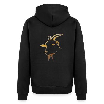 goat28 - Unisex Premium Bio Zip Hoodie - Schwarz - Hinten - Nico (187cm)