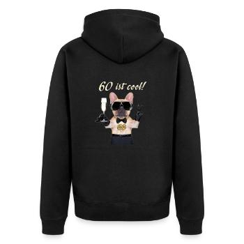 NEU Geburstags Mops 60 ist cool Geschenk - Unisex Premium Bio Zip Hoodie - Schwarz - Hinten - Nico (187cm)