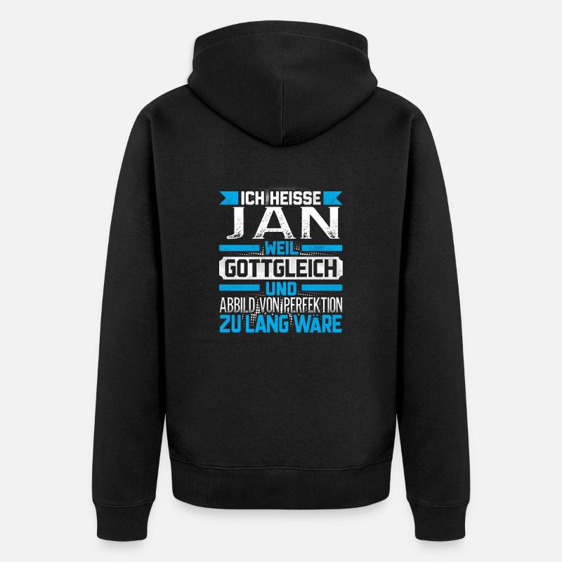 JAN - Gottgleich - Unisex Premium Bio Zip Hoodie - Schwarz