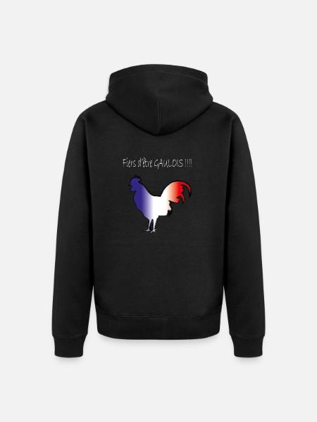coq gaulois blanc - Unisex Premium Organic Zip Hoodie - black