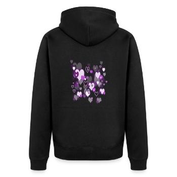 hearts - Unisex Premium Organic Zip Hoodie - black - Back - Nico (187cm)