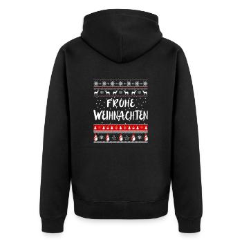Frohe Weihnachten - Weihnachtsgeschenk - Unisex Premium Bio Zip Hoodie - Schwarz - Hinten - Nico (187cm)