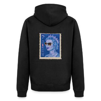 Austria (stamp) - Unisex Premium Organic Zip Hoodie - black - Back - Nico (187cm)