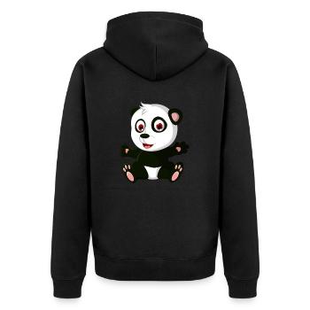panda - Unisex Premium Bio Zip Hoodie - Schwarz - Hinten - Nico (187cm)