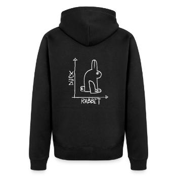 Ente und Hase Parabellform - Unisex Premium Bio Zip Hoodie - Schwarz - Hinten - Nico (187cm)
