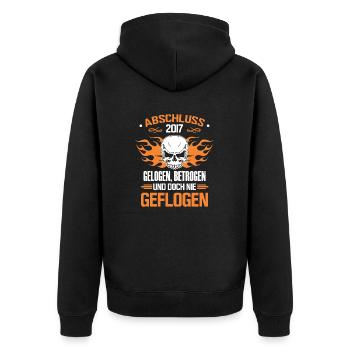 abschluss abitur 2017 - Unisex Premium Bio Zip Hoodie - Schwarz - Hinten - Nico (187cm)