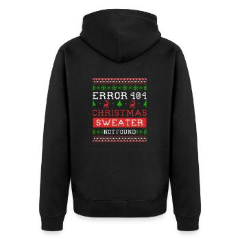 Error 404 Christmas sweater not found Ugly Sweater - Unisex Premium Bio Zip Hoodie - Schwarz - Hinten - Nico (187cm)