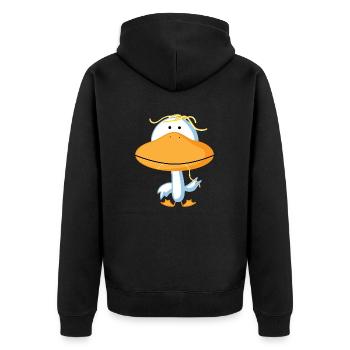 Duck al dente (b) - Unisex Premium Organic Zip Hoodie - black - Back - Nico (187cm)