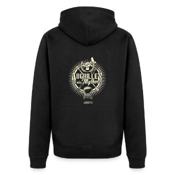 Grill T Shirt Spruch Abgrillen ist ein Mythos - Unisex Premium Bio Zip Hoodie - Schwarz - Hinten - Nico (187cm)