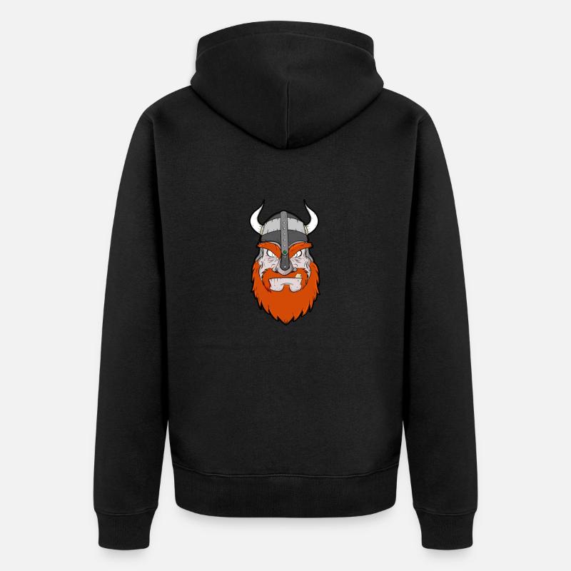 Wikinger-Design mit farbigem Bart - Unisex Premium Bio Zip Hoodie - Schwarz