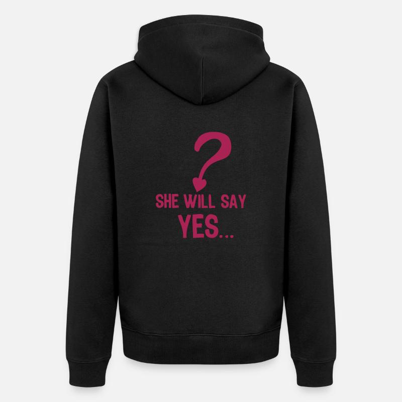 Sie wird ja Hochzeit Hochzeit sagen - Unisex Premium Bio Zip Hoodie - Schwarz