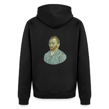Vincent van Gogh Self Portrait Selbstbild Vincent - Unisex Premium Bio Zip Hoodie - Schwarz - Hinten - Nico (187cm)