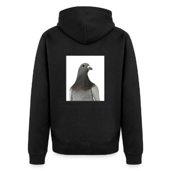 Taube. Pigeon - Unisex Premium Bio Zip Hoodie - Schwarz - Hinten - Nico (187cm)