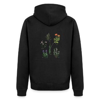 Herbarium Kräuterwissen - Unisex Premium Bio Zip Hoodie - Schwarz - Hinten - Nico (187cm)
