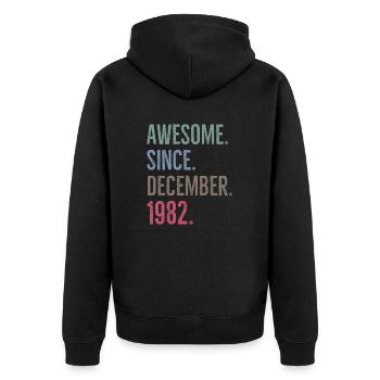 Awesome Since December 1982 - Unisex Premium Organic Zip Hoodie - black - Back - Nico (187cm)
