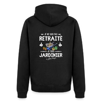 pas retraité - je suis Jardinier à plein temps - Veste à capuche bio Premium Unisexe - noir - Dos - Nico (187cm)