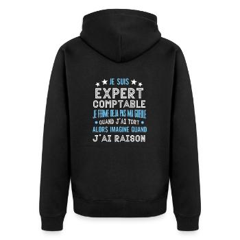 Je suis expert comptable cadeau humour - Veste à capuche bio Premium Unisexe - noir - Dos - Nico (187cm)