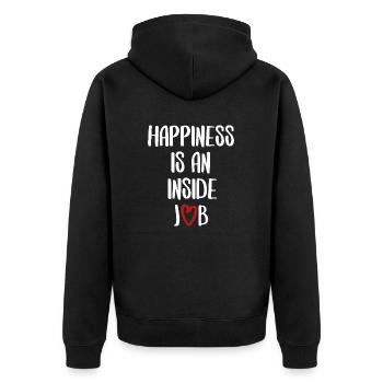 Happiness happy Happiness quotes funny saying - Unisex Premium Organic Zip Hoodie - black - Back - Nico (187cm)