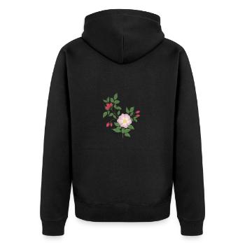 Wild rose and rose hips - Unisex Premium Organic Zip Hoodie - black - Back - Nico (187cm)