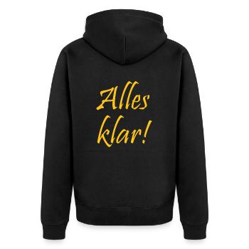 Alles klar - Unisex Premium Bio Zip Hoodie - Schwarz - Hinten - Nico (187cm)