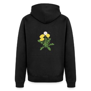 Yellow Dandelion Botanical Illustration - Unisex Premium Organic Zip Hoodie - black - Back - Nico (187cm)
