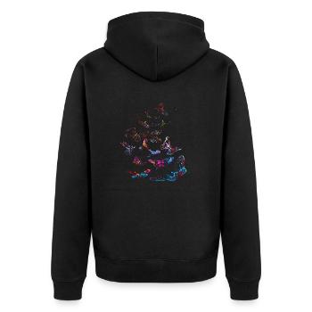 Schmetterling Tattoo - Unisex Premium Bio Zip Hoodie - Schwarz - Hinten - Nico (187cm)