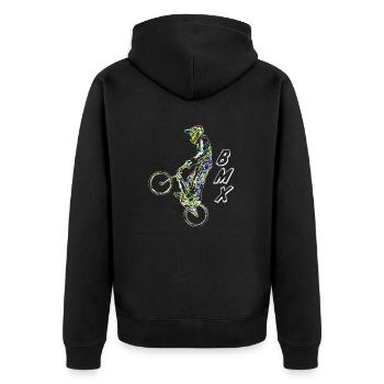 bmx race racing vtt motocross - Veste à capuche bio Premium Unisexe - noir - Dos - Nico (187cm)