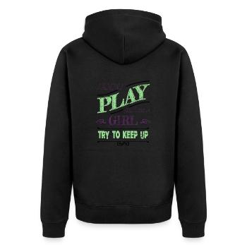 sport golfclub funnygolfgift golfcoach golfing - Unisex Premium Bio Zip Hoodie - Schwarz - Hinten - Nico (187cm)