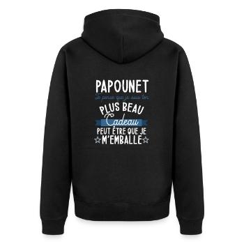 Papounet je pense que je suis ton plus beau cadeau - Veste à capuche bio Premium Unisexe - noir - Dos - Nico (187cm)