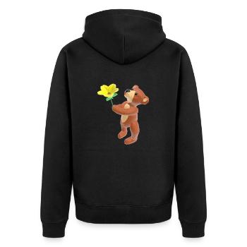 Ours en peluche avec fleur et bouche baiser 3D - Veste à capuche bio Premium Unisexe - noir - Dos - Nico (187cm)