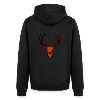 Deer head in autumn Deer antlers Buck Fawn - Unisex Premium Organic Zip Hoodie - black - Back - Nico (187cm)