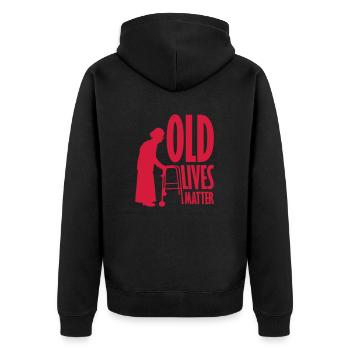 old lives matter quote - Unisex Premium Organic Zip Hoodie - black - Back - Nico (187cm)