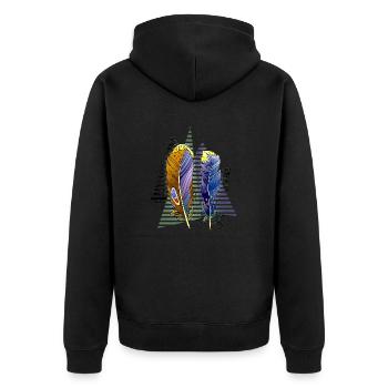 Feder - Unisex Premium Bio Zip Hoodie - Schwarz - Hinten - Nico (187cm)