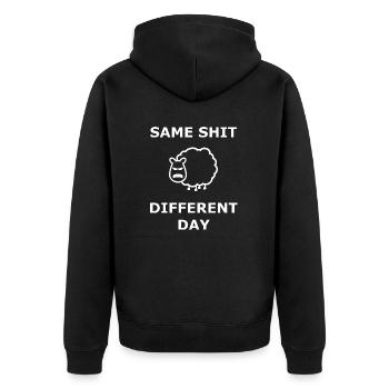 Même merde Jour différent Même merde. Jour blanc - Veste à capuche bio Premium Unisexe - noir - Dos - Nico (187cm)