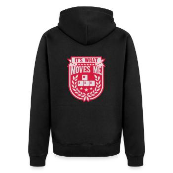 its what moves me - Unisex Premium Bio Zip Hoodie - Schwarz - Hinten - Nico (187cm)