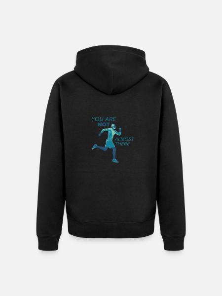 Lustiges Marathon-Schild - Unisex Premium Bio Zip Hoodie - Schwarz
