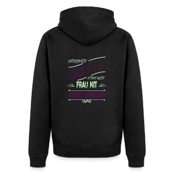 dogge aus dem weg donald  smylie cookies - Unisex Premium Bio Zip Hoodie - Schwarz - Hinten - Nico (187cm)