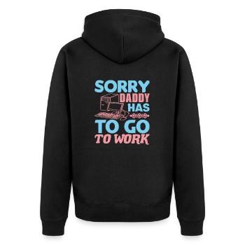 SORRY DADDY HAS TO GO TO WORK - Unisex Premium Organic Zip Hoodie - black - Back - Nico (187cm)